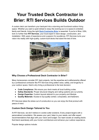 Your Trusted Deck Contractor in Brier_ RTI Services Builds Outdoor