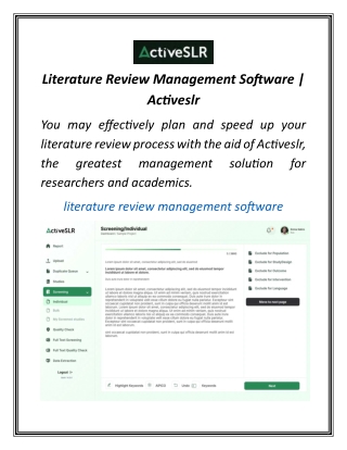 Literature Review Management Software  Activeslr
