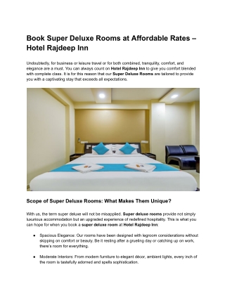 Book Super Deluxe Rooms at Affordable Rates – Hotel Rajdeep Inn (2)