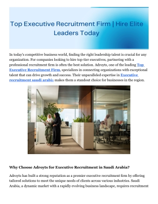 Executive recruitment saudi arabia