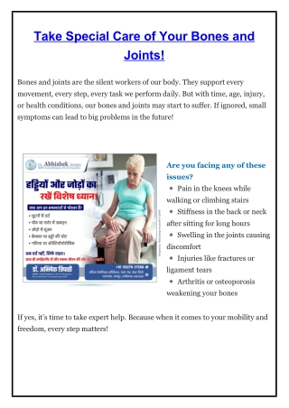 Take Special Care of Your Bones and Joints - Dr. Abhishek Tripathi