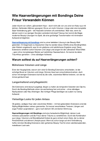 Wie Haarverlängerungen mit Bondings Deine Frisur Verwandeln Können