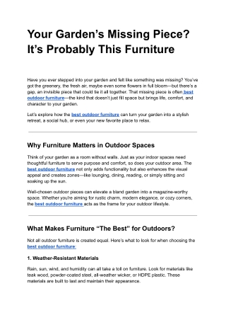 Your Garden’s Missing Piece? It’s Probably This Furniture