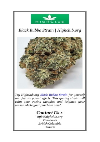 Black Bubba Strain | Highclub.org