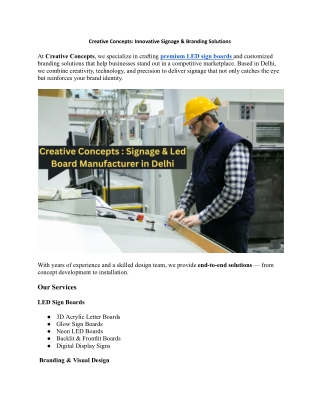 Creative Concepts: Innovative Signage & Branding Solutions