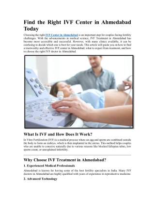 Find the Right IVF Center in Ahmedabad Today