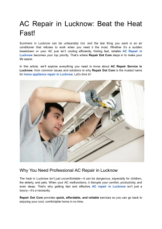 AC Repair in Lucknow_ Beat the Heat Fast