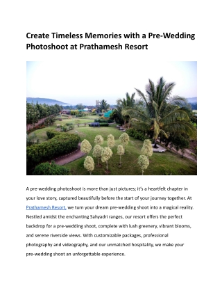 Create Timeless Memories with a Pre-Wedding Photoshoot at Prathamesh Resort