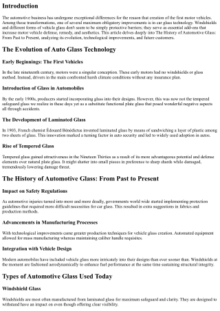 The History of Automotive Glass: From Past to Present