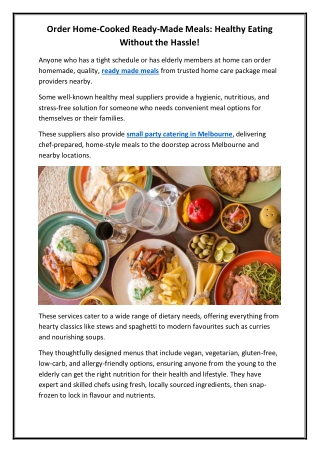 Order Home-Cooked Ready-Made Meals Healthy Eating Without the Hassle!