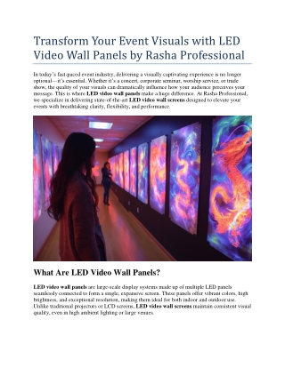 Transform Your Event Visuals with LED Video Wall Panels by Rasha Professional