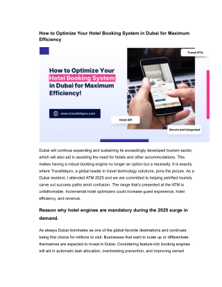 How to Optimize Your Hotel Booking System in Dubai for Maximum Efficiency