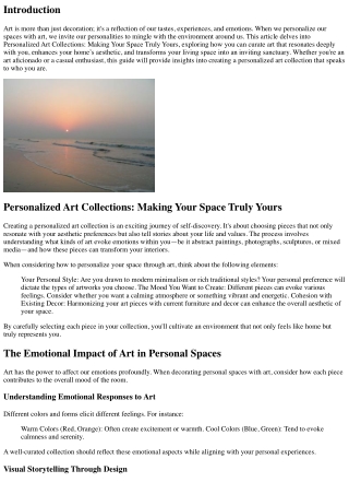 Personalized Art Collections: Making Your Space Truly Yours