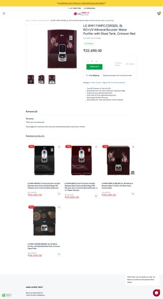 Buy LG WW174NPC 8L RO UV Mineral Booster Water Purifier - LG Online Stores
