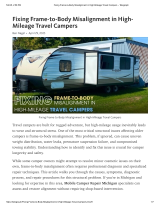 Mobile Camper Repair Michigan solves RV frame issues fast