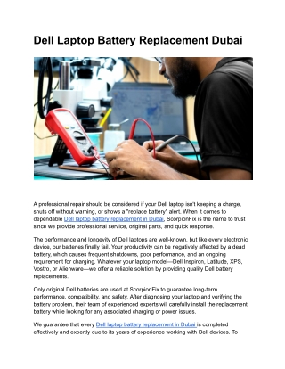 Dell Laptop Battery Replacement Dubai