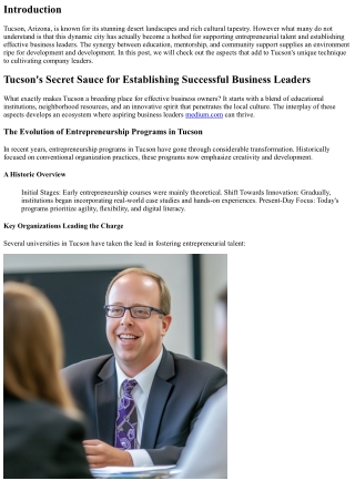 Tucson's Secret Sauce for Establishing Effective Business Leaders