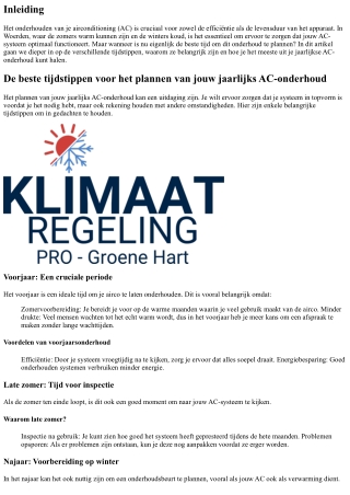 De beste tijdstippen voor het plannen van jouw jaarlijks AC-onderhoud.