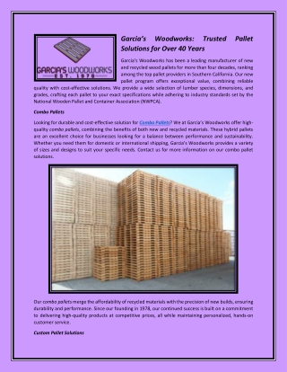Garcia’s Woodworks Trusted Pallet Solutions for Over 40 Years