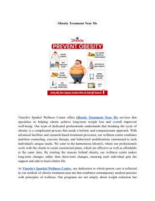 Obesity Treatment Near Me | Vineela’s Sparkel Wellness Center