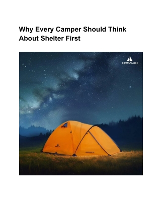The Go-To Tent: Camping Tent by Himmaleh