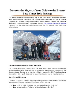 Discover the Majesty: Your Guide to the Everest Base Camp Trek Package