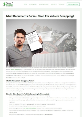 What documents do you need for vehicle scrapping?