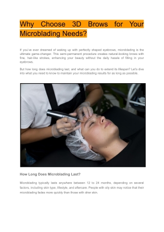 Why Choose 3D Brows for Your Microblading Needs