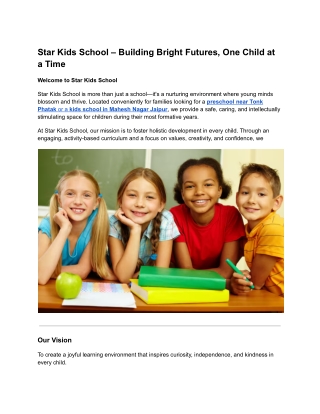 Star Kids School – Building Bright Futures, One Child at a Time