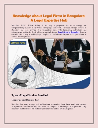 Knowledge about Legal Firms in Bangalore - A Legal Expertise Hub