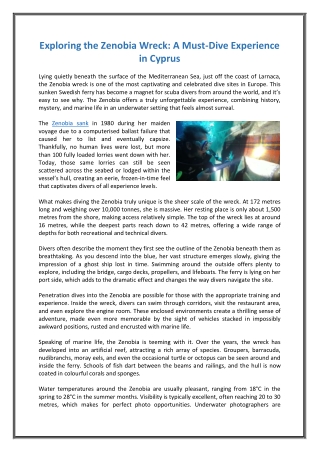 Exploring the Zenobia Wreck  A Must-Dive Experience in Cyprus