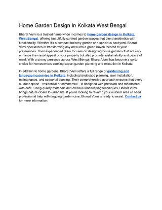 Home Garden Design In Kolkata West Bengal