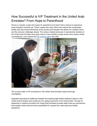 How Successful is IVF Treatment in the United Arab Emirates From Hope to Parenthood