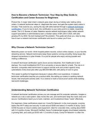 How to Become a Network Technician_ Your Step-by-Step Guide to Certification and Career Success for Beginners