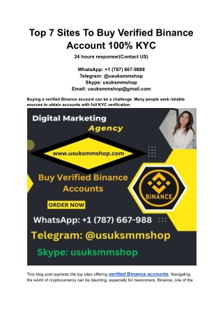 Top 7 Sites To Buy Verified Binance Account 100% KYC