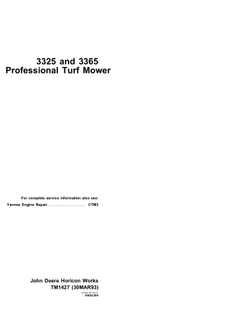 John Deere 3325 Professional Turf Mower Service Repair Manual Instant Download (tm1427)