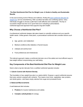The Best Nutritionist Diet Plan for Weight Loss_ A Guide to Healthy and Sustainable Results