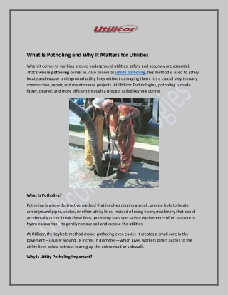 What Is Potholing and Why It Matters for Utilities