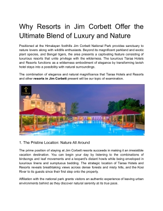 Why Resorts in Jim Corbett Offer the Ultimate Blend of Luxury and Nature
