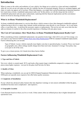 The Cost of Convenience: How Much Does At-Home Windshield Replacement Really Cos