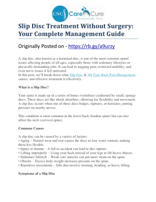 Slip Disc Treatment Without Surgery: Your Complete Management Guide