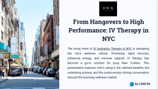 From Hangovers to High Performance: IV Therapy in NYC