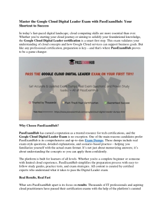 Pass the Google Cloud Digital Leader Exam Easily with PassExamHub  Best Exam Dumps