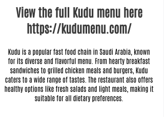 kudu menu