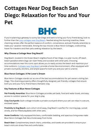 Cottages Near Dog Beach San Diego Relaxation for You and Your Pet