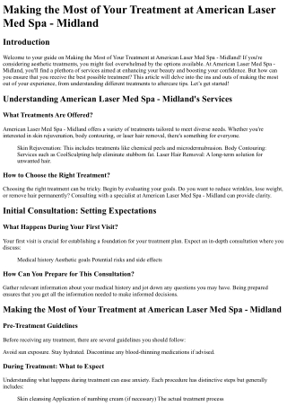 Making the Most of Your Treatment at American Laser Med Spa - Midland