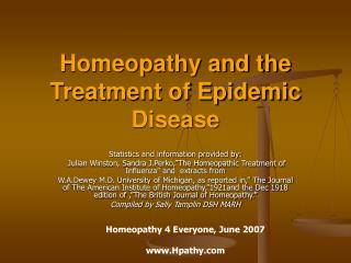 Homeopathy and the Treatment of Epidemic Disease