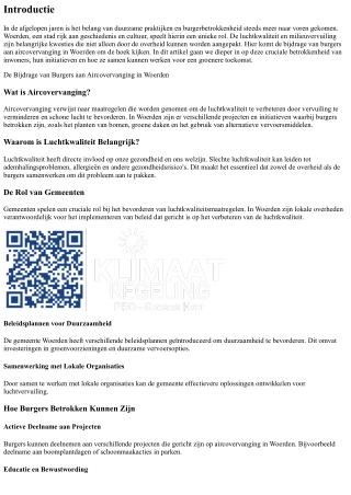 De Bijdrage van Burgers aan Aircovervanging in Woerden