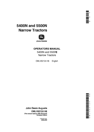 John Deere 5500N Narrow Tractors Operator’s Service Manual Instant Download (Publication No.62124)