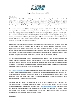 Insights about Wadeema Law in UAE.